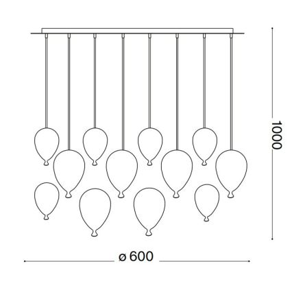 Ideal Lux - LED Żyrandol na lince CLOWN 12xG9/3W/230V śr. 60 cm kolorowa
