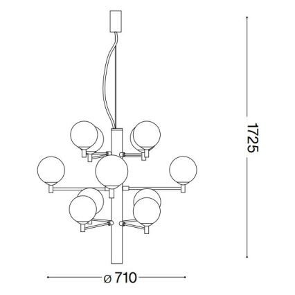 Ideal Lux - LED Żyrandol na lince COPERNICO 12xG9/3W/230V śr. 71 cm czarny