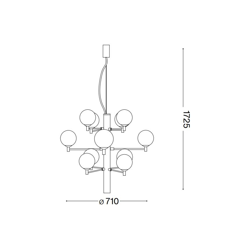 Ideal Lux - LED Żyrandol na lince COPERNICO 12xG9/3W/230V śr. 71 cm czarny