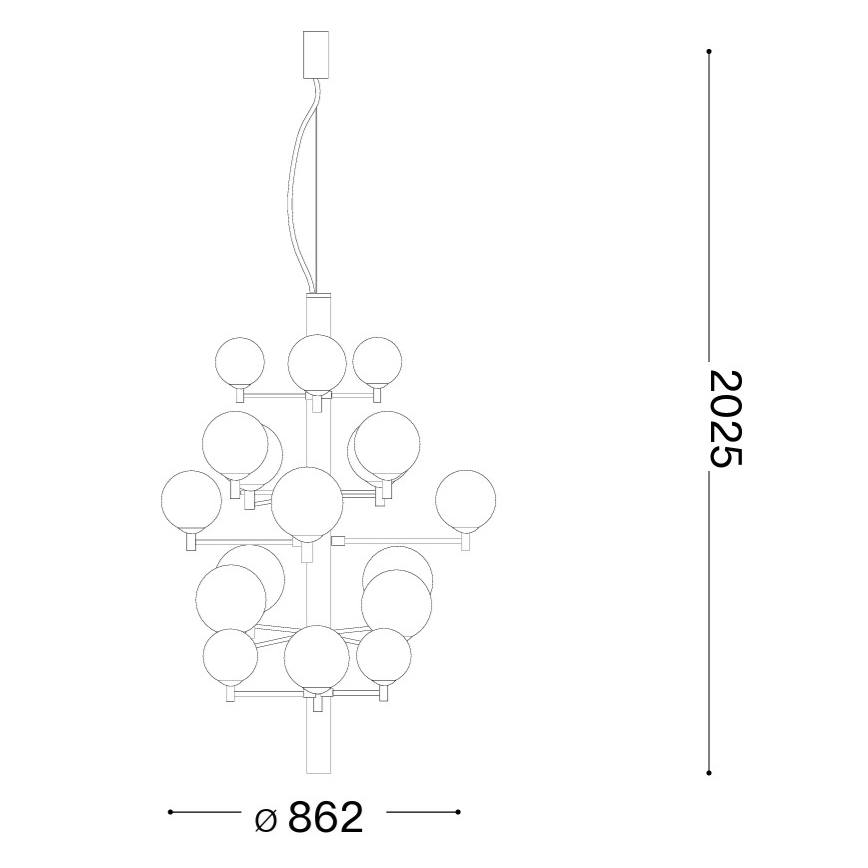 Ideal Lux - LED Żyrandol na lince COPERNICO 20xG9/3W/230V śr. 86 cm czarny