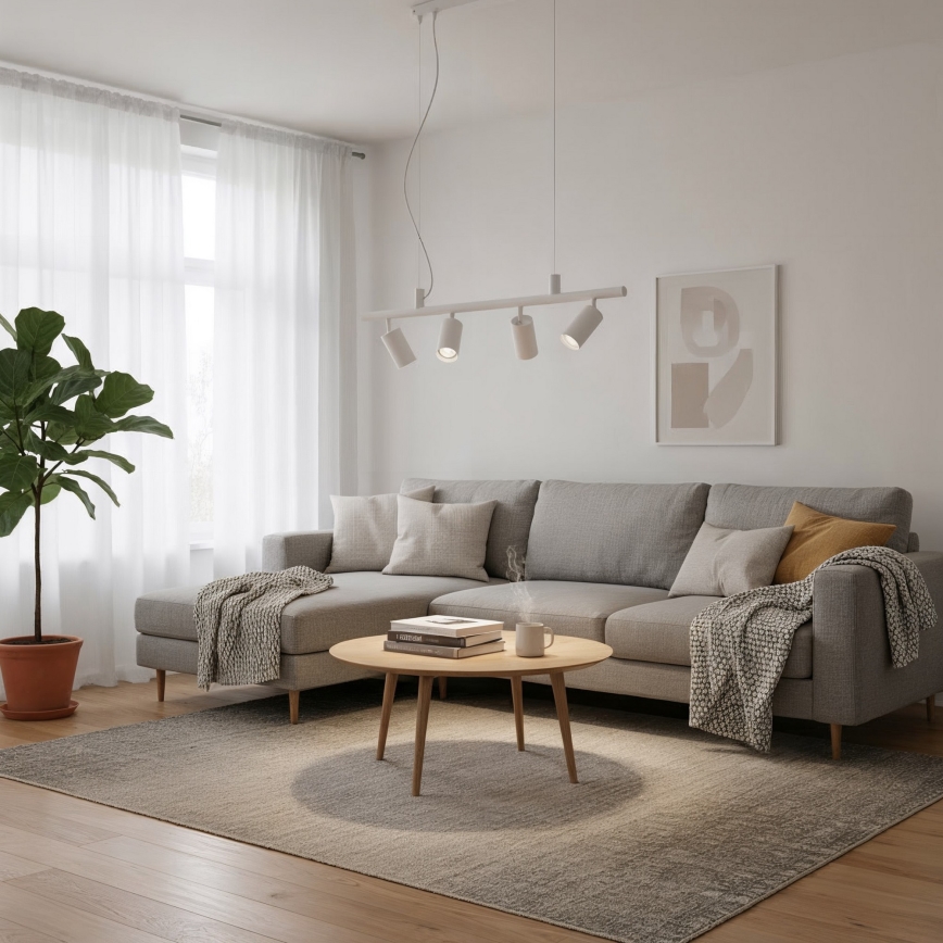 Ideal Lux - LED Żyrandol na lince DYNAMITE 4xGU10/7W/230V CRI 90 biały