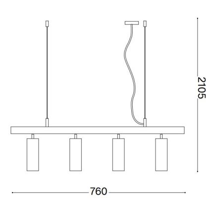 Ideal Lux - LED Żyrandol na lince DYNAMITE 4xGU10/7W/230V CRI 90 czarny