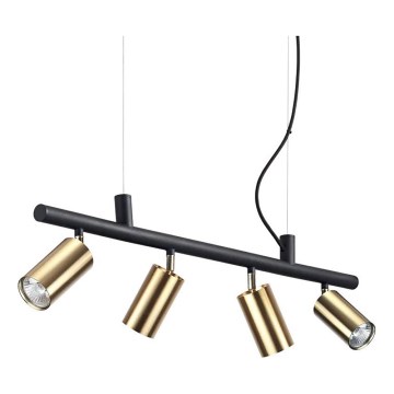 Ideal Lux - LED Żyrandol na lince DYNAMITE 4xGU10/7W/230V CRI 90 czarny/mosiądz