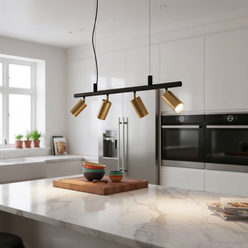 Ideal Lux - LED Żyrandol na lince DYNAMITE 4xGU10/7W/230V CRI 90 czarny/mosiądz