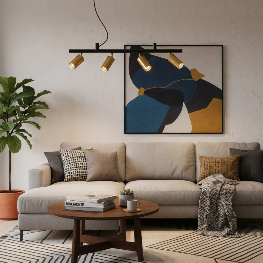 Ideal Lux - LED Żyrandol na lince DYNAMITE 4xGU10/7W/230V CRI 90 czarny/mosiądz