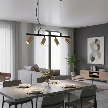 Ideal Lux - LED Żyrandol na lince DYNAMITE 4xGU10/7W/230V CRI 90 czarny/mosiądz