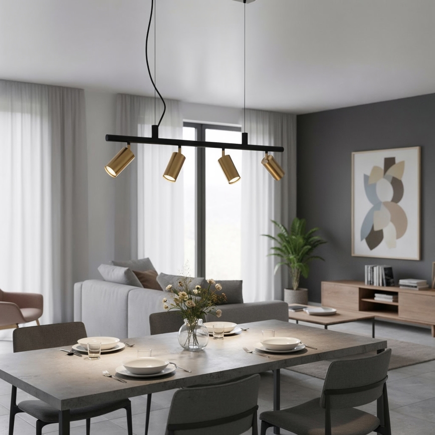 Ideal Lux - LED Żyrandol na lince DYNAMITE 4xGU10/7W/230V CRI 90 czarny/mosiądz