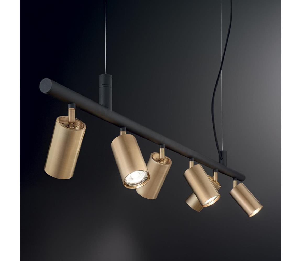 Ideal Lux - LED Żyrandol na lince DYNAMITE 6xGU10/7W/230V czarny/mosiądz