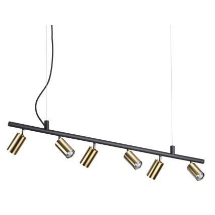 Ideal Lux - LED Żyrandol na lince DYNAMITE 6xGU10/7W/230V CRI 90 czarne/mosiądz