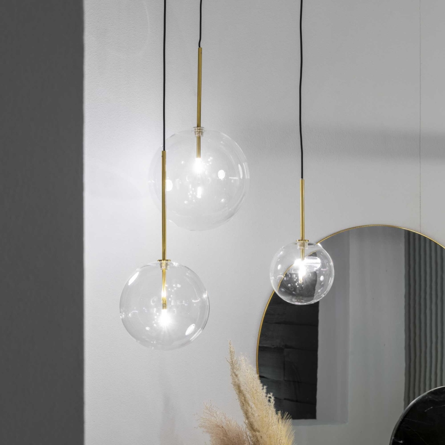 Ideal Lux - LED Żyrandol na lince EQUINOXE 1xG4/2W/230V śr. 15 cm mosiądz/przezroczysty