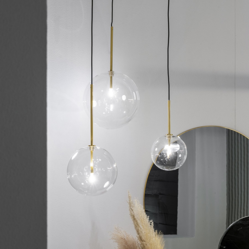 Ideal Lux - LED Żyrandol na lince EQUINOXE 1xG4/2W/230V śr. 25 cm mosiądz/przezroczysty