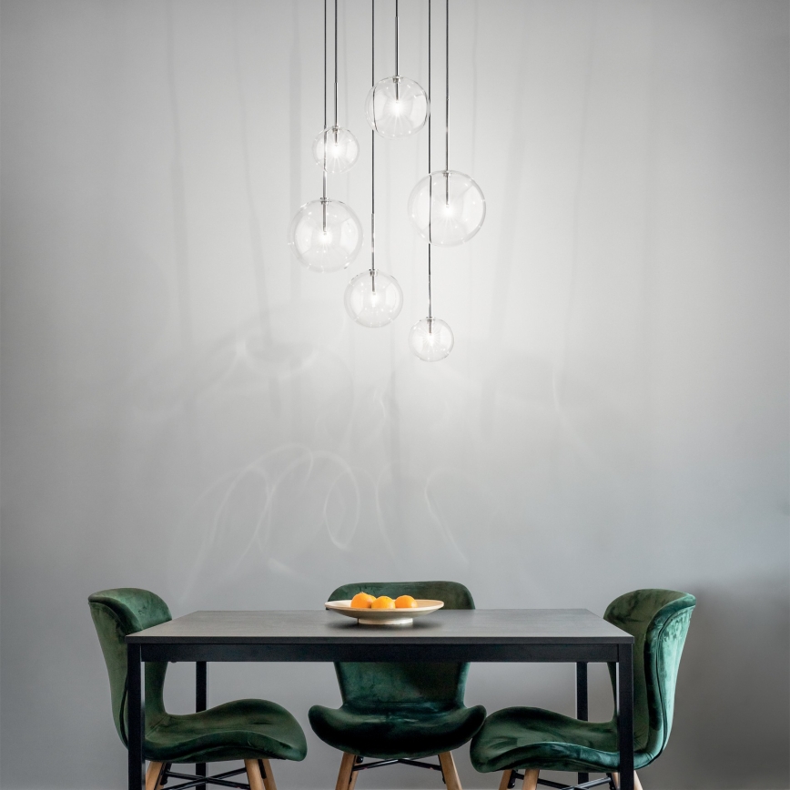 Ideal Lux - LED Żyrandol na lince EQUINOXE 6xG4/2W/230V śr. 65 cm chrom błyszczący/przezroczysty