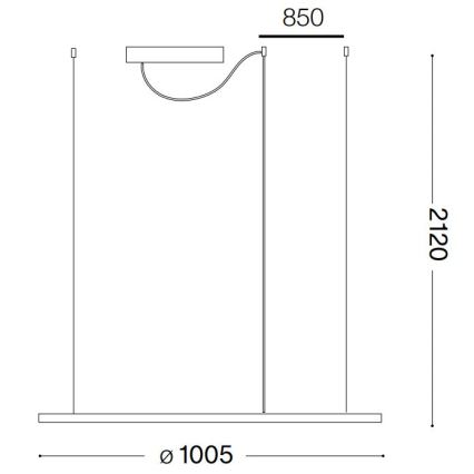 Ideal Lux - LED Żyrandol na lince HULAHOOP LED/46W/230V 3000K śr. 100 cm CRI 90 biały