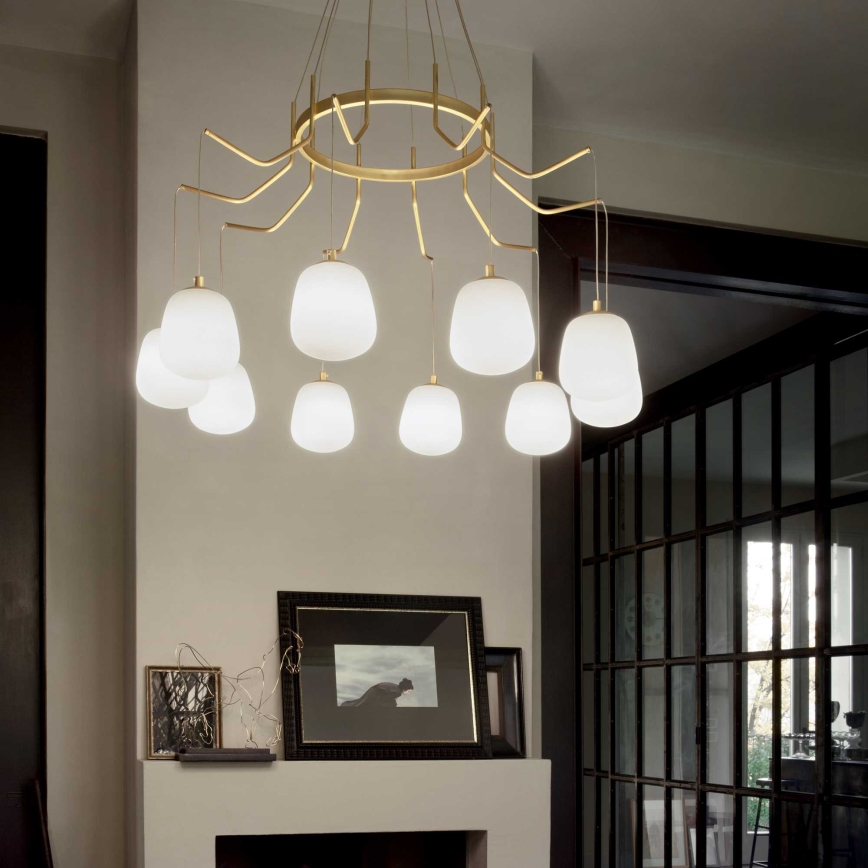 Ideal Lux - LED Żyrandol na lince KAROUSEL 10xG9/3W/230V śr. 82,5 cm mosiądz
