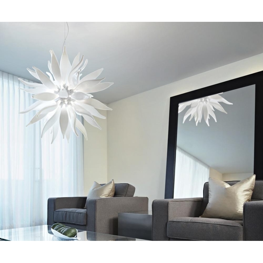 Ideal Lux - LED Żyrandol na lince LEAVES 12xG9/3W/230V śr. 80 cm biały