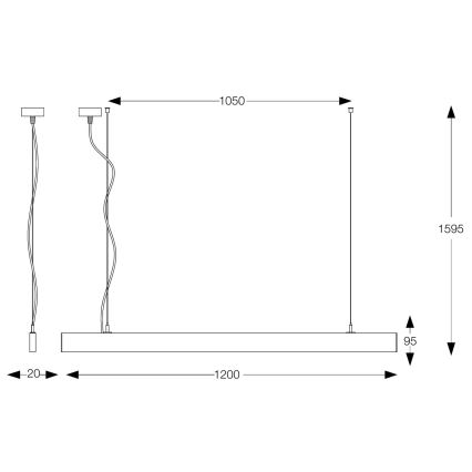 Ideal Lux - LED żyrandol na lince LINUS LED/32W/230V 4000K CRI 90 120 cm biały
