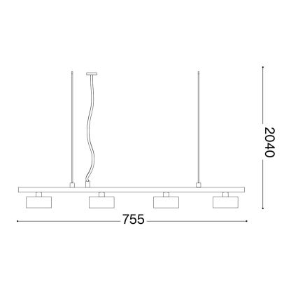 Ideal Lux - LED Żyrandol na lince MINOR 4xGX53/9W/230V 75,5 cm czarny