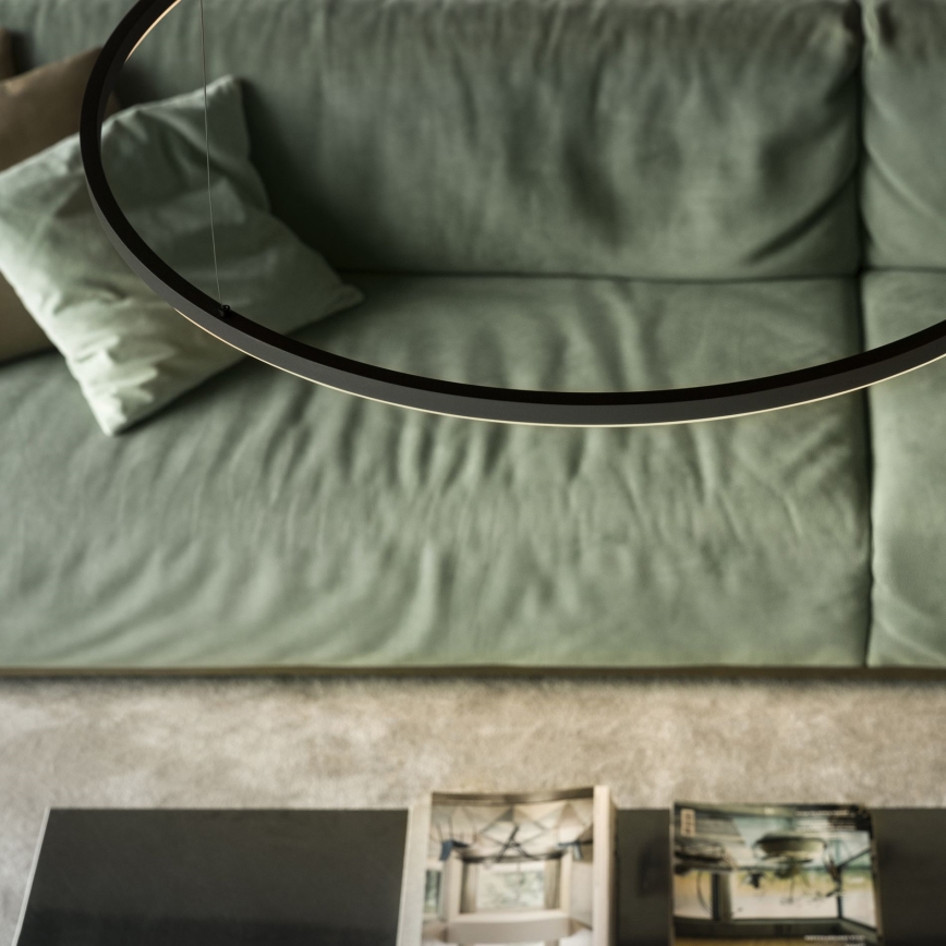 Ideal Lux - Ściemnialny żyrandol LED na linkach ORACLE SLIM LED/42W/230V 3000K CRI 90 Ø 90 cm czarny