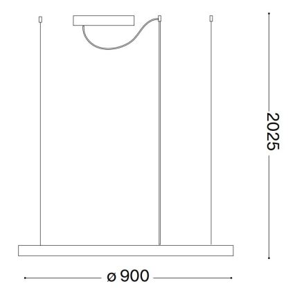 Ideal Lux - LED Żyrandol na lince ORACLE SLIM LED/53W/230V 2700K śr. 90 cm czarny