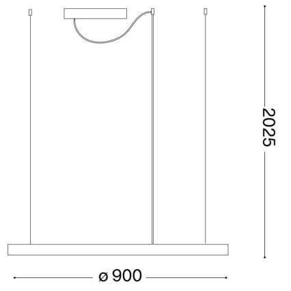 Ideal Lux - LED Żyrandol na lince ORACLE SLIM LED/55W/230V 4000K śr. 90 cm czarny