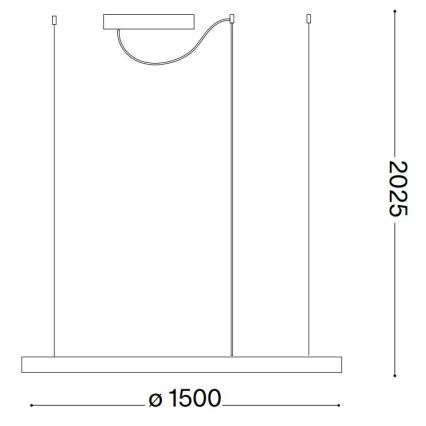Ideal Lux - LED Żyrandol na lince ORACLE SLIM LED/89W/230V 4000K śr. 150 cm czarny