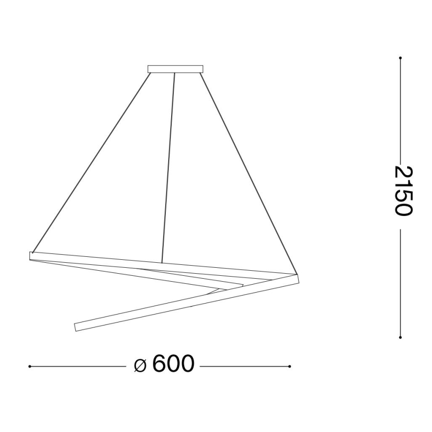 Ideal Lux - LED Żyrandol na lince OZ LED/47W/230V śr. 60 cm CRI 90 czarny