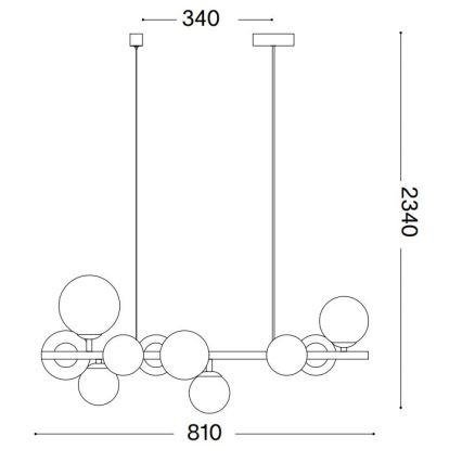 Ideal Lux - LED Żyrandol na lince PERLAGE 10xG9/3W/230V 81 cm czarny/dymny