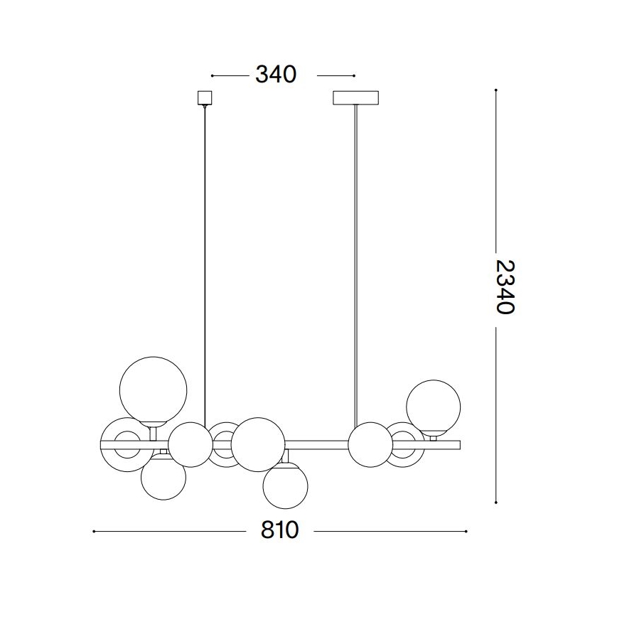 Ideal Lux - LED Żyrandol na lince PERLAGE 10xG9/3W/230V 81 cm czarny/dymny