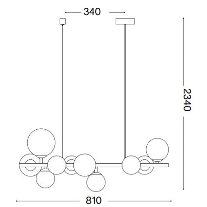Ideal Lux - LED Żyrandol na lince PERLAGE 10xG9/3W/230V 81 cm złoty/dymny