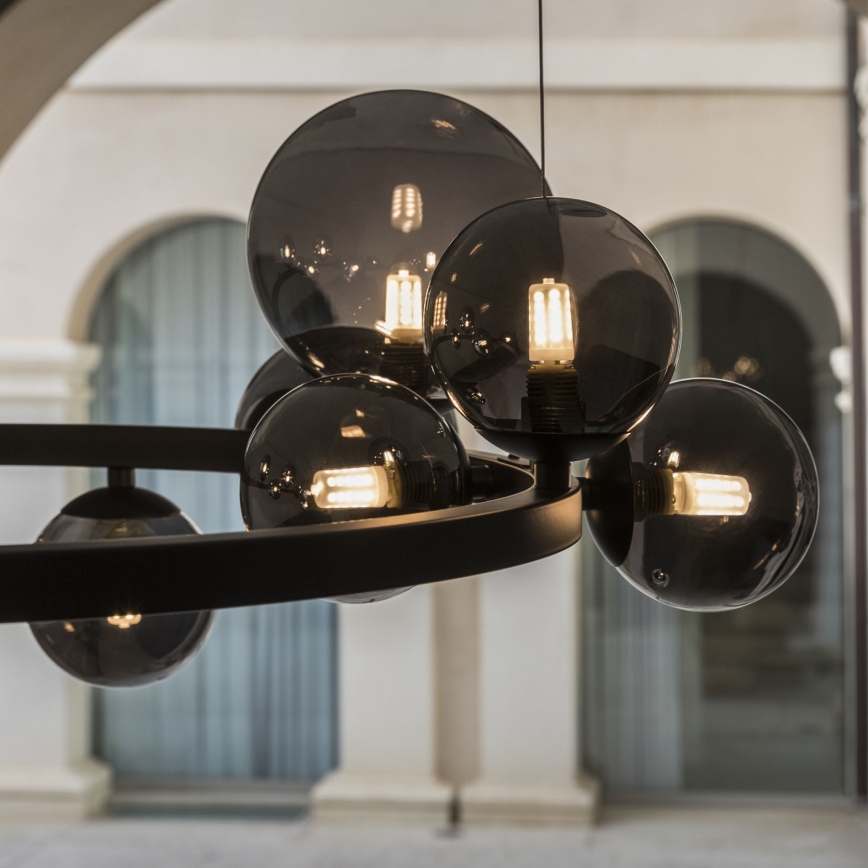 Ideal Lux - LED Żyrandol na lince PERLAGE 11xG9/3W/230V śr. 73 cm czarny/dymny