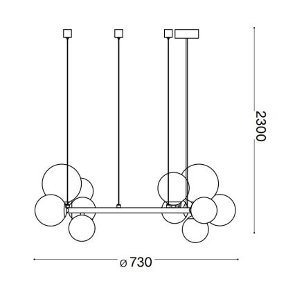 Ideal Lux - LED Żyrandol na lince PERLAGE 11xG9/3W/230V śr. 73 cm czarny/dymny