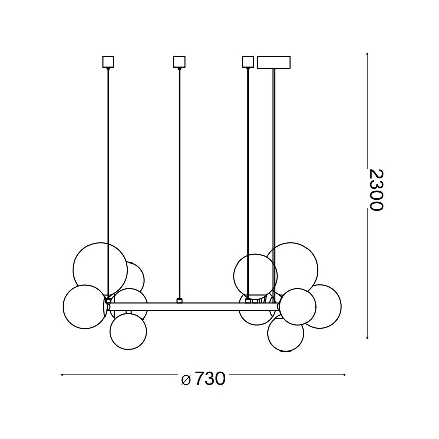 Ideal Lux - LED Żyrandol na lince PERLAGE 11xG9/3W/230V śr. 73 cm czarny/dymny
