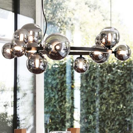 Ideal Lux - Żyrandol LED na linkach PERLAGE 11xG9/3W/230V śr. 73 cm czarny/przydymiony