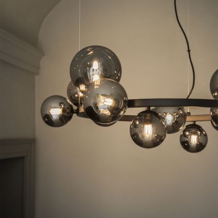 Ideal Lux - Żyrandol LED na linkach PERLAGE 11xG9/3W/230V śr. 73 cm czarny/przydymiony