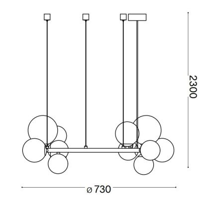 Ideal Lux - LED Żyrandol na lince PERLAGE 11xG9/3W/230V śr. 73 cm złoty/dymny