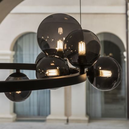 Ideal Lux - LED Żyrandol na lince PERLAGE 14xG9/3W/230V śr. 85 cm czarny/dymny