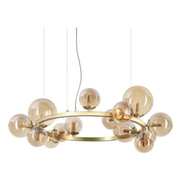 Ideal Lux - LED Żyrandol na lince PERLAGE 14xG9/3W/230V śr. 85 cm złoty/dymny