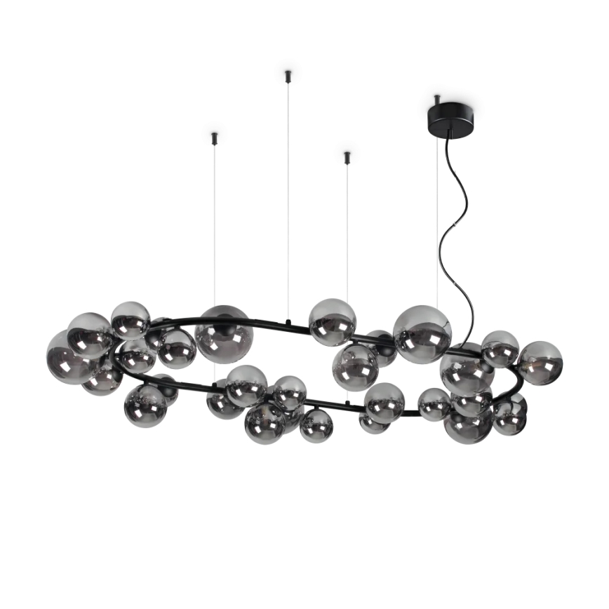 Ideal Lux - LED Żyrandol na lince PERLAGE 30xG9/3W/230V 143 cm czarny/dym