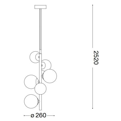 Ideal Lux - LED Żyrandol na lince PERLAGE 6xG9/3W/230V śr. 26 cm czarny/dymny