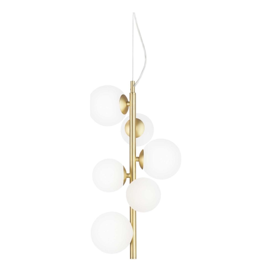 Ideal Lux - LED Żyrandol na lince PERLAGE 6xG9/3W/230V śr. 26 cm złoty/biały