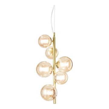Ideal Lux - LED Żyrandol na lince PERLAGE 6xG9/3W/230V śr. 26 cm złoty/dymny