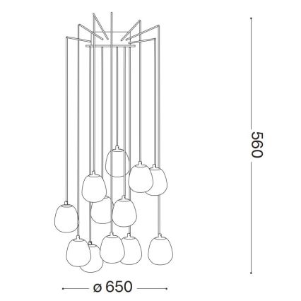 Ideal Lux - LED Żyrandol na lince RHAPSODY 12xG9/3W/230V mosiądz