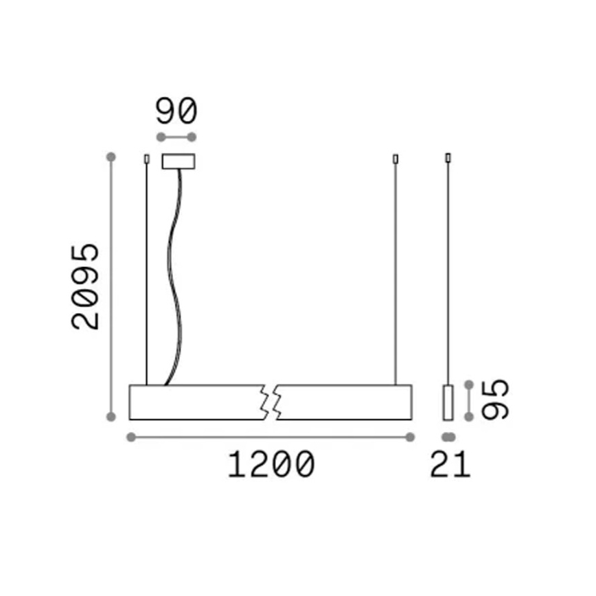Ideal Lux - LED żyrandol na lince STEEL LED/29W/230V 3000K CRI 90 120 cm czarny