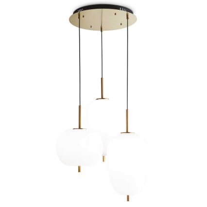 Ideal Lux - LED Żyrandol na lince UMILE LED/55W/230V śr. 60 cm CRI 90 mosiądz/biały