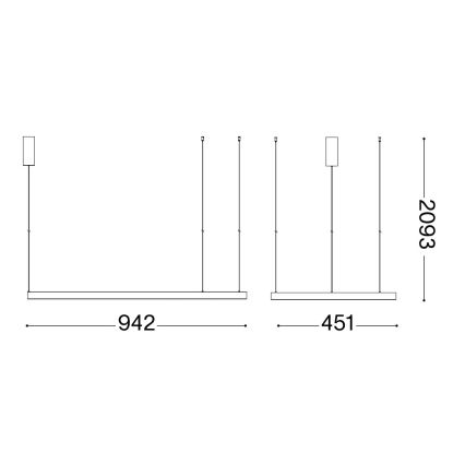 Ideal Lux - LED Żyrandol na lince WAVES LED/37W/230V CRI 90 czarny