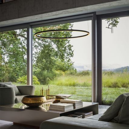 Ideal Lux - Lampa wisząca LED na linkach ORACLE SLIM LED/53W/230V 4000K CRI 90 Ø 90 cm czarna