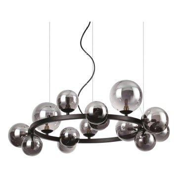 Ideal Lux - LED żyrandol na linkach PERLAGE 14xG9/3W/230V śr. 85 cm czarny/dymiony czarny