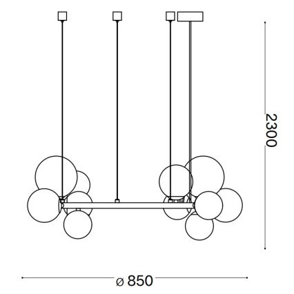 Ideal Lux - LED Żyrandol na lince PERLAGE 14xG9/3W/230V śr. 85 cm złoty/dymny beż