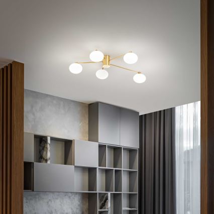 Ideal Lux - LED Żyrandol natynkowy HERMES 5xG9/3W/230V śr. 90 cm złoty