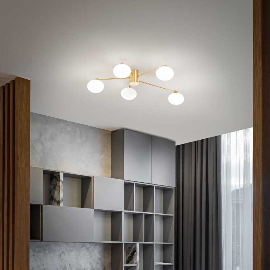 Ideal Lux - LED Żyrandol natynkowy HERMES 5xG9/3W/230V śr. 90 cm złoty